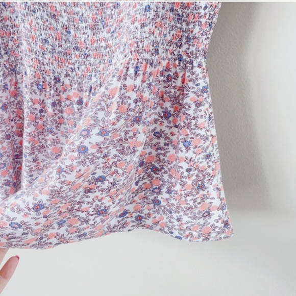 Japna Fitted flutter sleeve smocked top ditsy floral women's shirts large ruffle - Picture 5 of 8